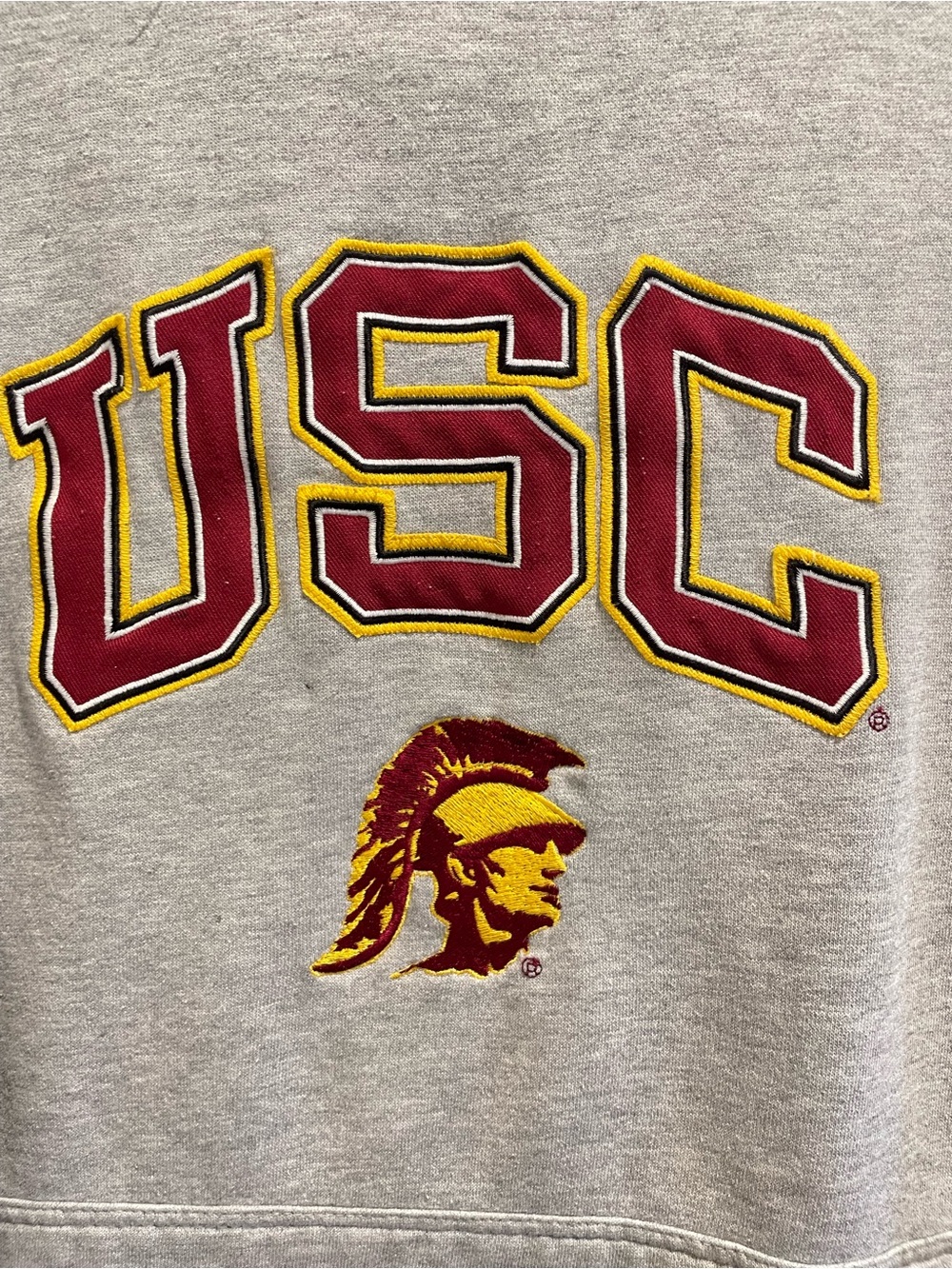 Vintage Y2K Foot Locker Team Edition USC Trojans Hoodie Gray Cardinal Red M - Picture 4 of 8